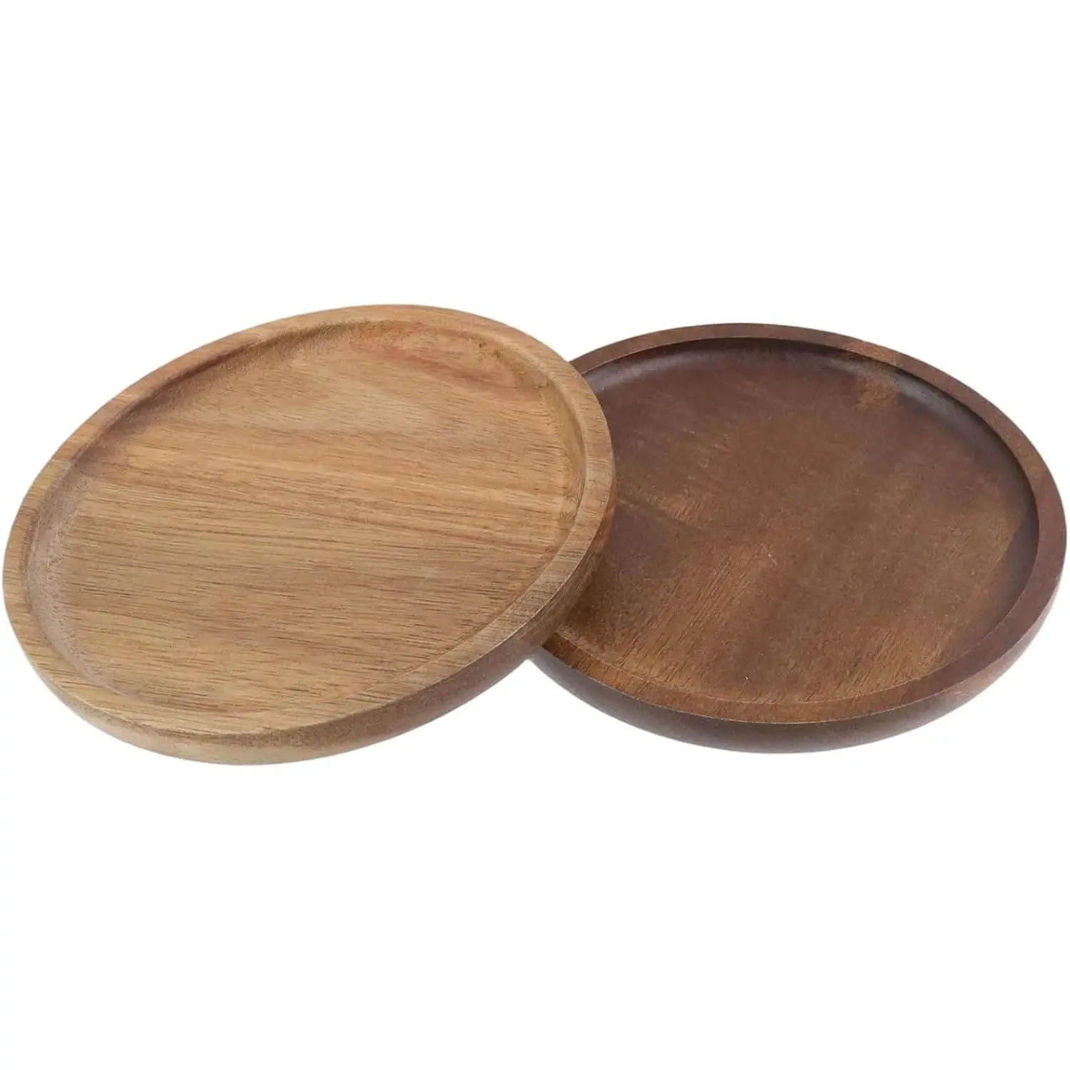 Candle Holder  Decor, Pillar Candles Decorative Tray |  Pot  for Pillar Floating Candles Round Wooden Plate Pedestal Stand for Coffee Table Christmas Decor, 2 count (Brown)