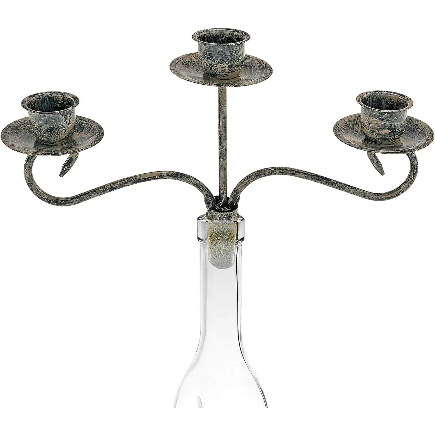3 Taper Wine Bottle Candle Holder Topper Candelabra for Table Centerpiece Home Decor