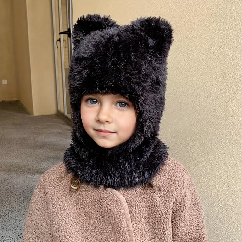 Kids Winter Hat - Thick Warm Beanie with Cute Bear Ears, Soft Pink/Black/Gray/White/Blue/Red/, Lightweight Cold Weather Hat for Boys & Girls Ages 3-6, Easy Hand Wash Care for Outdoor, School, Travel, Everyday Winter Wear - Ideal Birthday or Christmas Gift
