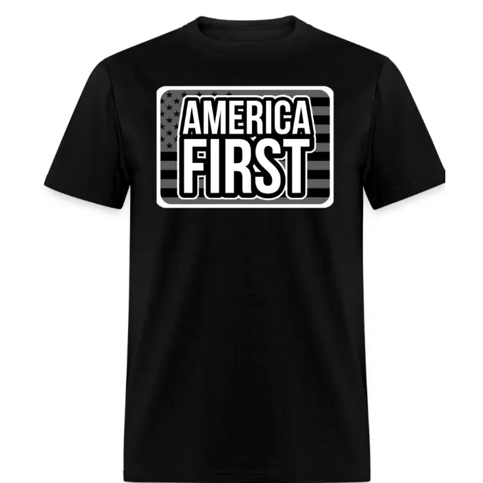 America First Grey American Flag Stripe Graphic Comfort Cotton Oversized Fashion Outfit Tee, Patriotic Holiday Gift For Him Her, Best Present For USA Pride Lovers Family Friends Valentine's Day Casual Shirt