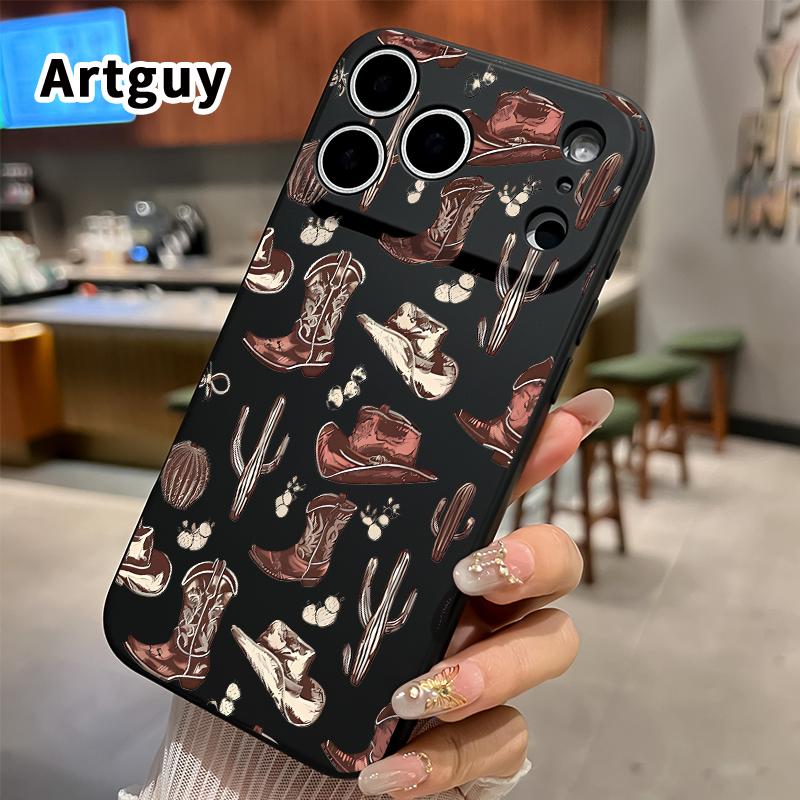 Compatible with  iPhone 17 Pro Max 16 Plus 15 14 13 12 11 Air XR E Soft Case Western Cowboy Elements Full Coverage Camera Protection Lightweight Softcase for Girl