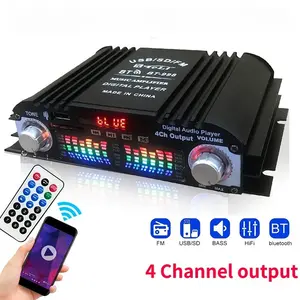 HiFi Sound Amplifier Digital 4 Channel Audio Amplifier Bluetooth Karaoke Player FM Radio Support Remote Control