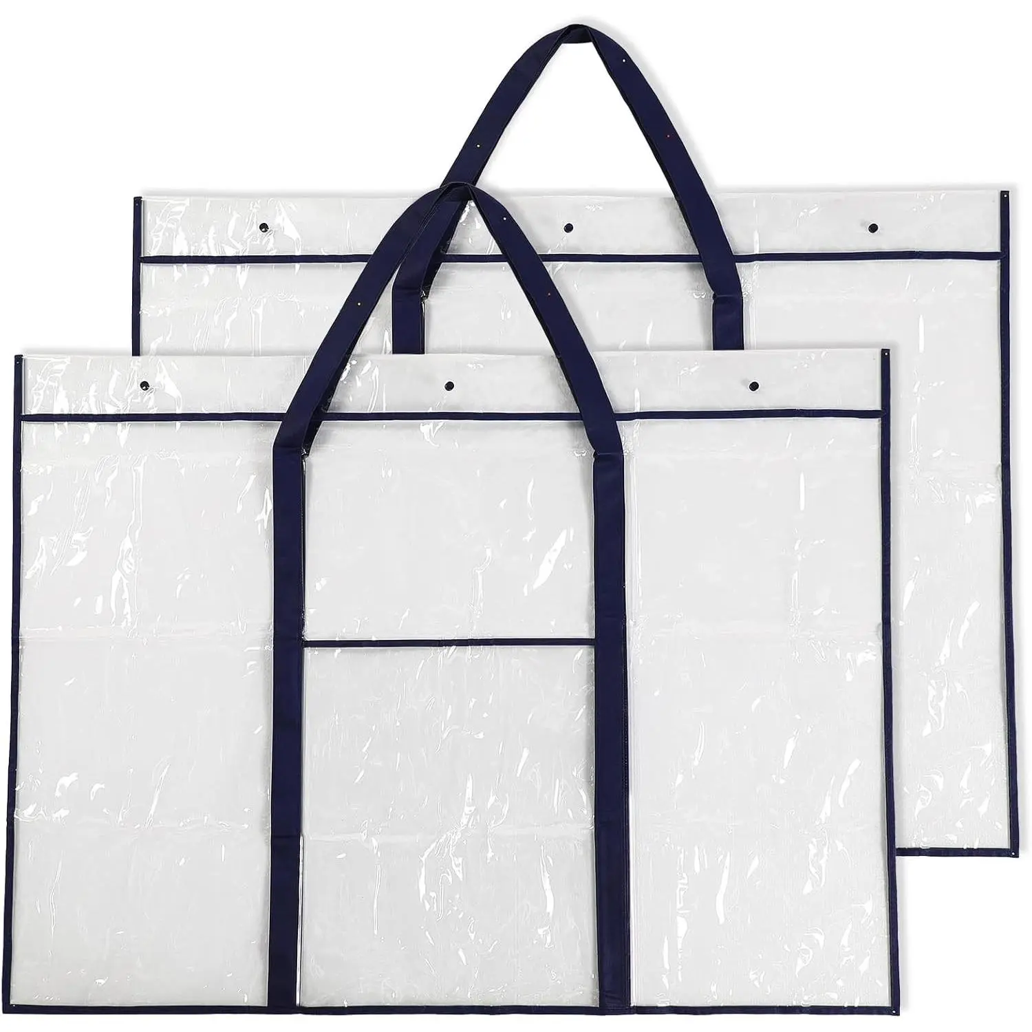 2 Pack Large Poster Storage Bag 48" x 36" Bulletin Board Holder Art Portfolio Case PVC Art Portfolio Container Storage Box with Pocket for Classroom Teacher Organization(Blue)