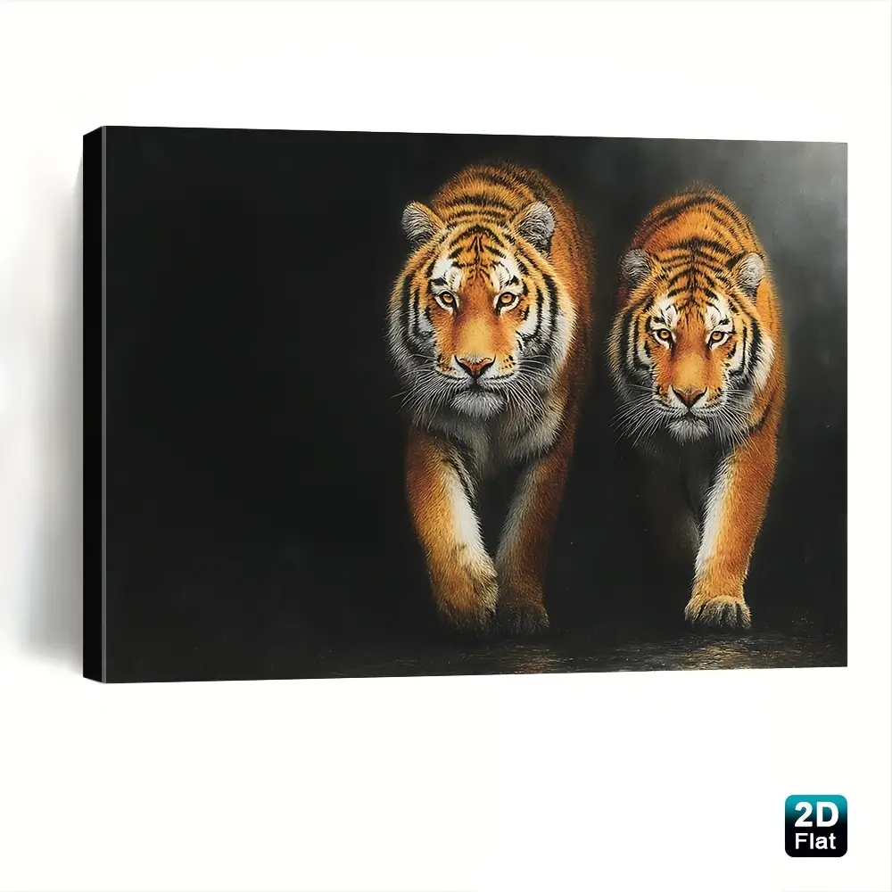 Two-dimensional canvas, 1 piece black tiger canvas wall art, framed and ready to hang, suitable for room decoration, office decoration, home decoration, wall art decoration, bathroom decoration, multi-functional holiday centerpiece, perfect holiday gift (