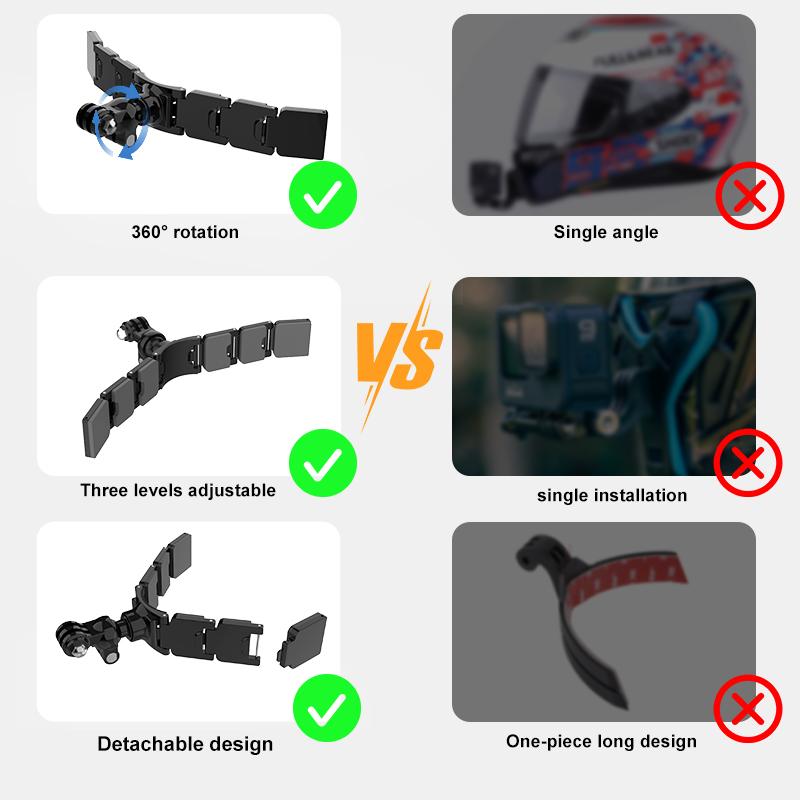 Helmet Chin Mount Camera Mount for GoPro Hero 12 11 10 9 8 7 5 Yi 4K for Insta360 Camera Foldable Front Chin Mount Accessory