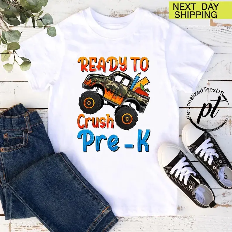 Boys Pre K First Day of School Shirt, Pre K Shirt For Boys, Ready To Crush, First Day of School, Pre K Shirt, Pre-K Dude, Peace Out Pre K