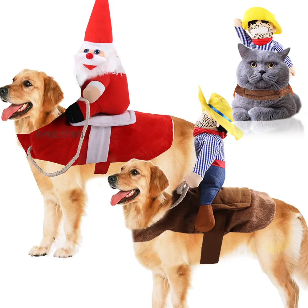 Large dog clothes, cat pet supplies, riding costume, Santa Claus dog costume, funny cat Halloween transformation outfit