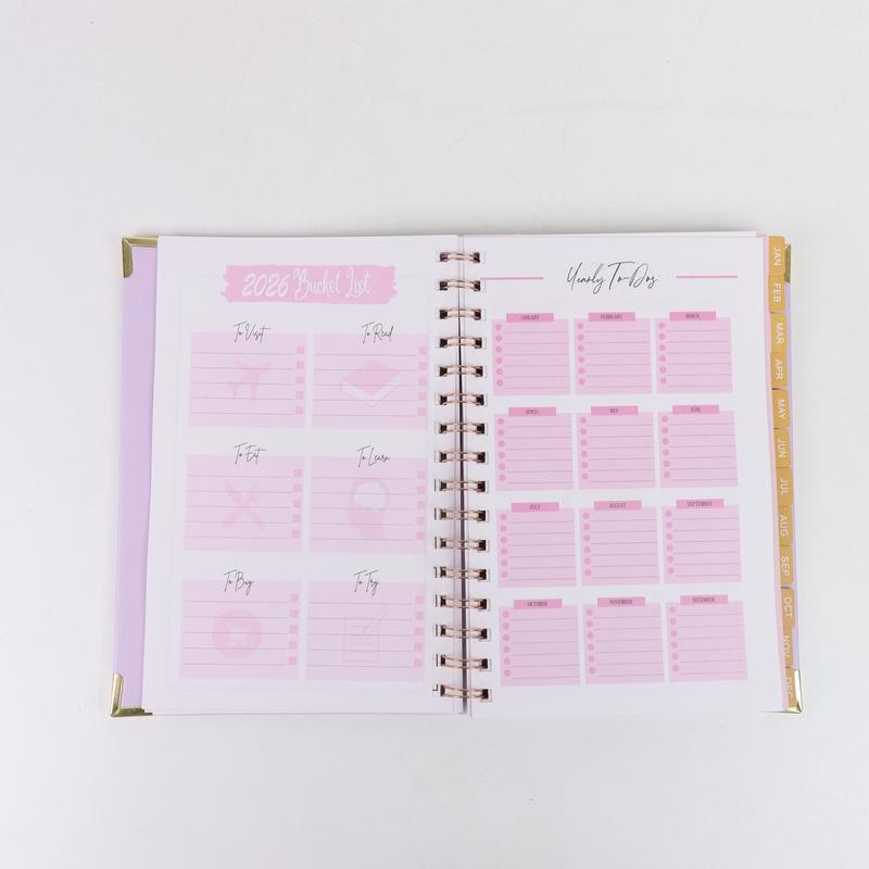 2026 Soft Lavender All-in-One Planner: Elegant Spiral-Bound Organizer with Luxe Gold Accents – Complete with Yearly Overviews, Monthly Spreads, Weekly Breakdowns & Daily Pages to Keep Your Life Organized in Understated Style
