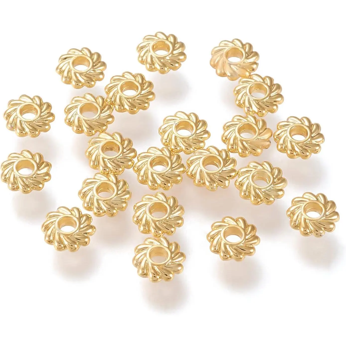 150 count 18K Real  Plated Spacer Beads Flower Metal Spacer Beads for  Making Findings and Craft Work, 4.8x1.5mm (Hole: 1.2mm)