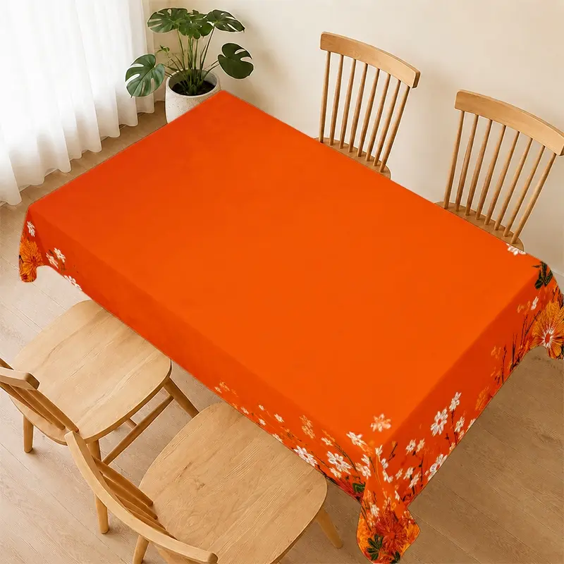 Floral Rectangular Tablecloth, Waterproof Fabric, Washable, Easy to Clean, Ideal for Kitchen, Dining Room, Daily Use, Parties, Holidays