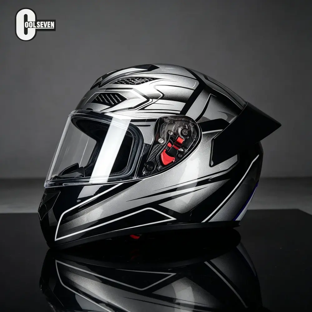 Metal Gradient Motorcycle Full Face Helmet, Ventilated Adult Safety Helmet for Racing and Commuting, Breathable Protective Headgear