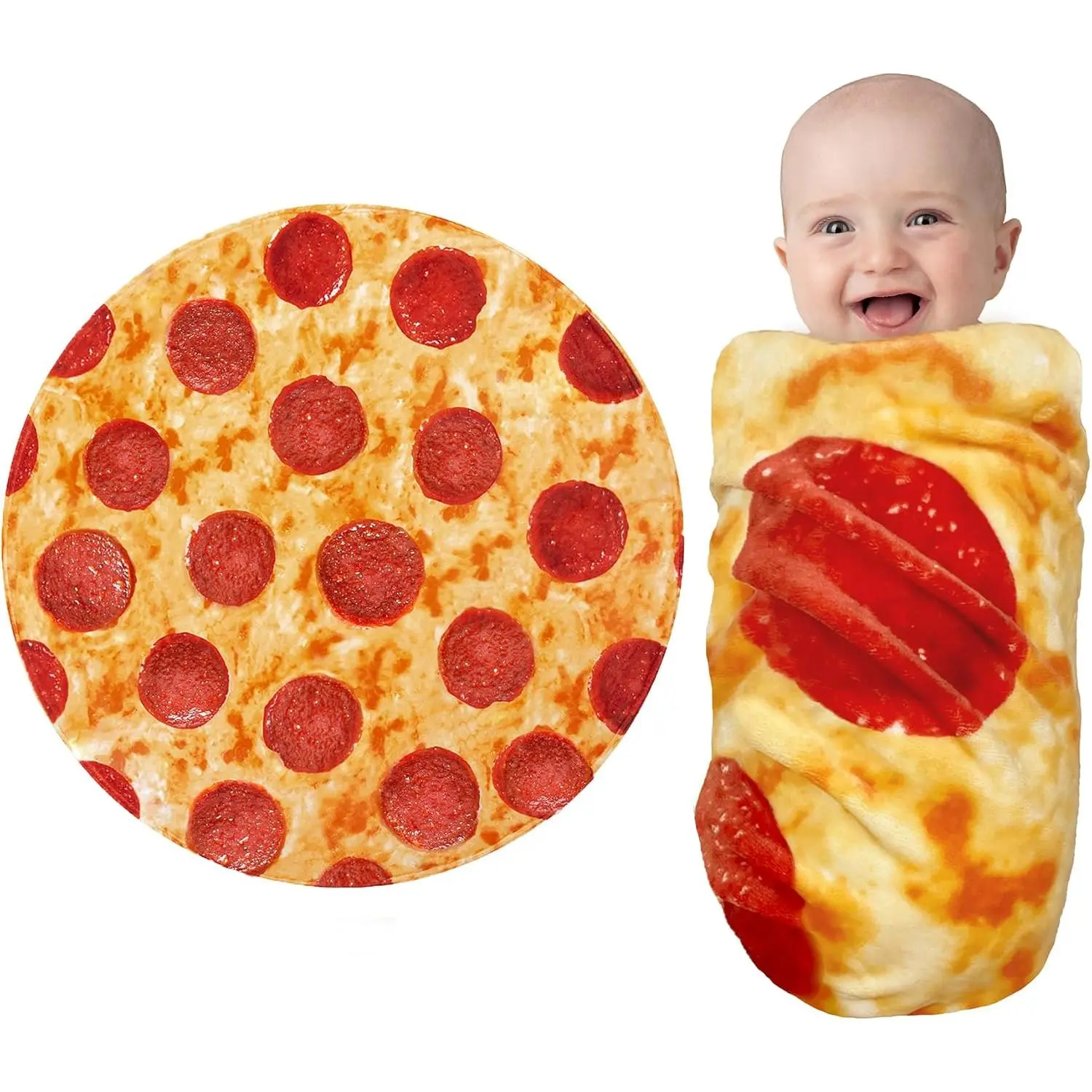 Pizza  Blanket, 285 GSM Soft Flannel Pizza Swaddle Blanket Funny  Gifts for  Shower Boys Girls, Pepperoni Blanket Gifts for 0-3 6 9 Month Old  Boys Girls (Red, 36 inches)