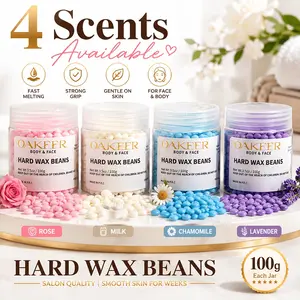 Hard Wax Beans, 100g, Rose/milk/camomile/lavender Scent, Gentle No Residue, Quick Melt, Strong Hold, for Face, Legs, Bikini, Armpits, All Skin Types, Salon & DIY Home Hair Removal