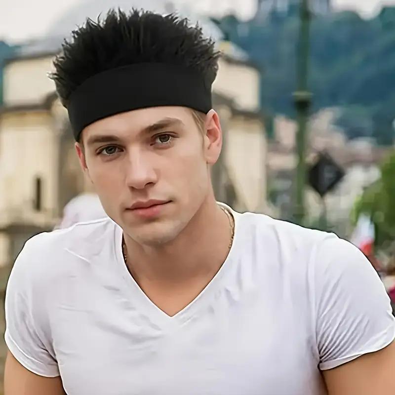 Men'S Funky Faux Fur Knit Beanie Hat - Hip-Hop Style, Straight Hair, No Brim, Perfect for Parties & Cosplay, Black & White Design, Party Accessory |   Funky Beanie |   Faux Fur Hat, Knit Beanie Hat