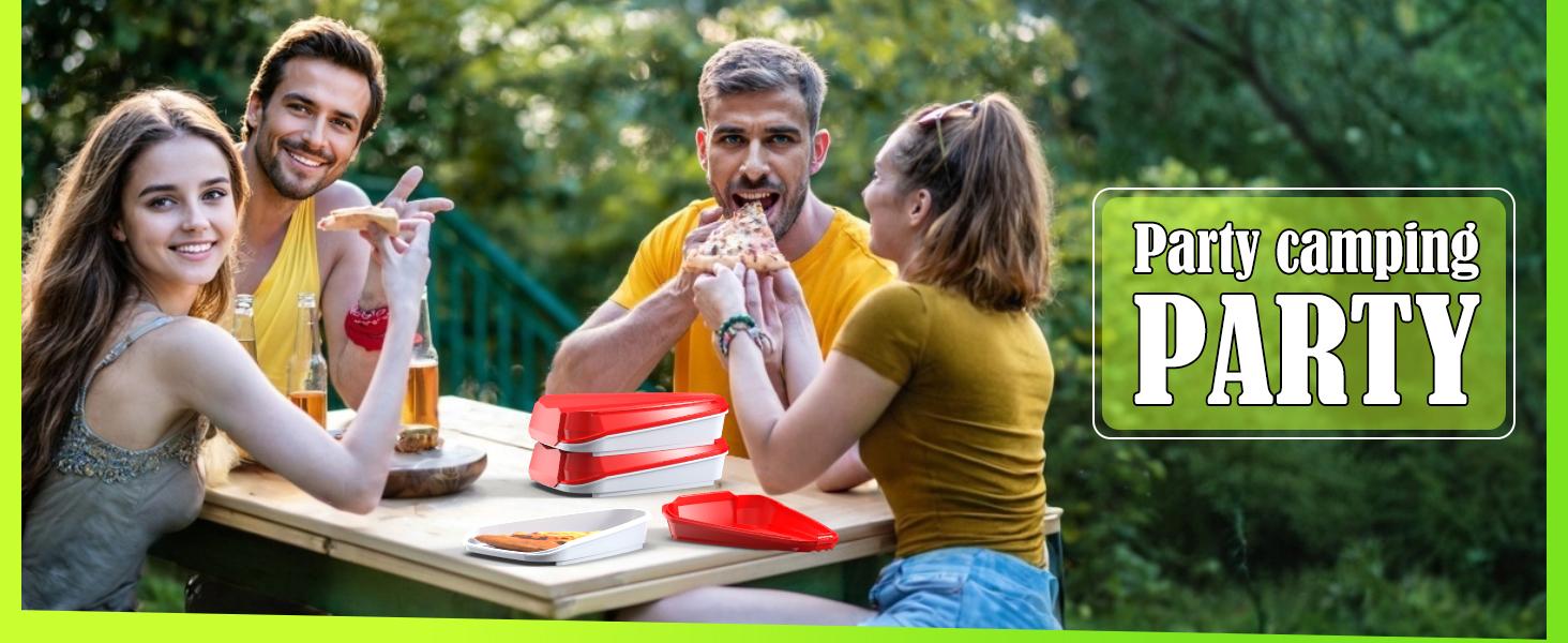 J.C Pizza Storage Container, Expandable Pizza Slice Container, Reusable Pizza Pan Pizza Box Set with Lids to Leftover Organization and Space Saver