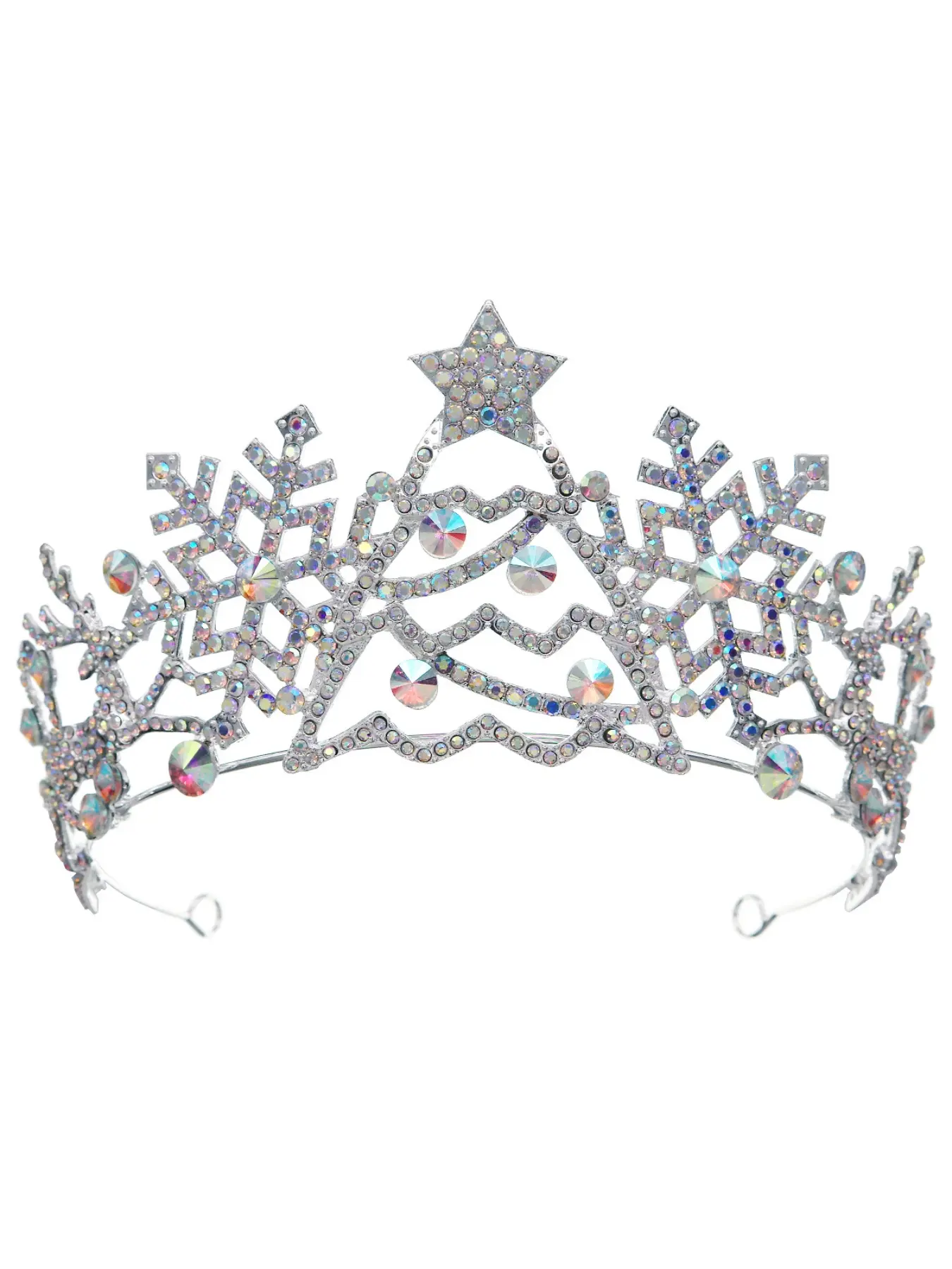 New European and American Christmas Crown Glitter Crystal Christmas Tree Snowflake Crown for Girls Performance Fashion Show Headpiece