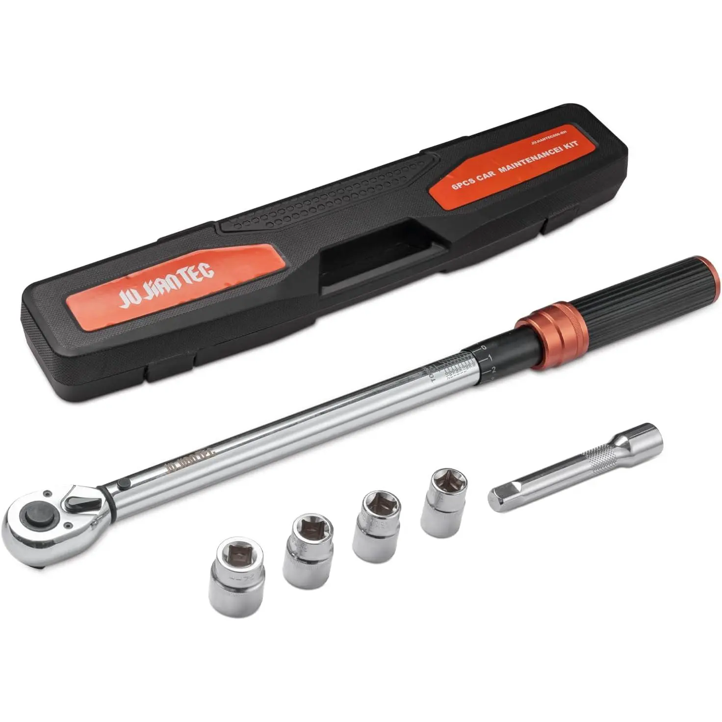 1-1/2" Drive Click Torque Wrench Set, Mechanic Tools for Mechanics, 40-210Nm (±3% Accur.), CR-V Steel Sockets (17/19/21/24mm), 5" Extension Bar, 72-Tooth Ratchet, Master Kit