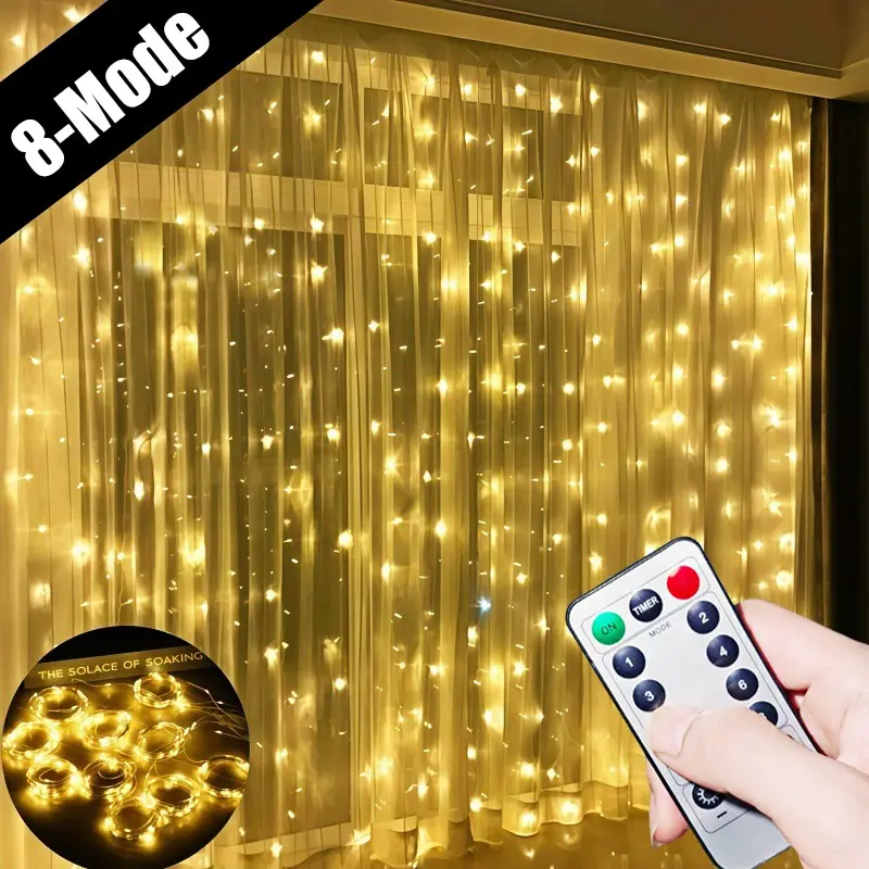 USB Curtain Light String, 8 Flashing Modes, Cozy Bedroom Decor, Led Lighting, Lighting Decor, Birthday Wedding Party Halloween Easter Lights, Room Atmosphere Fairy Lights
