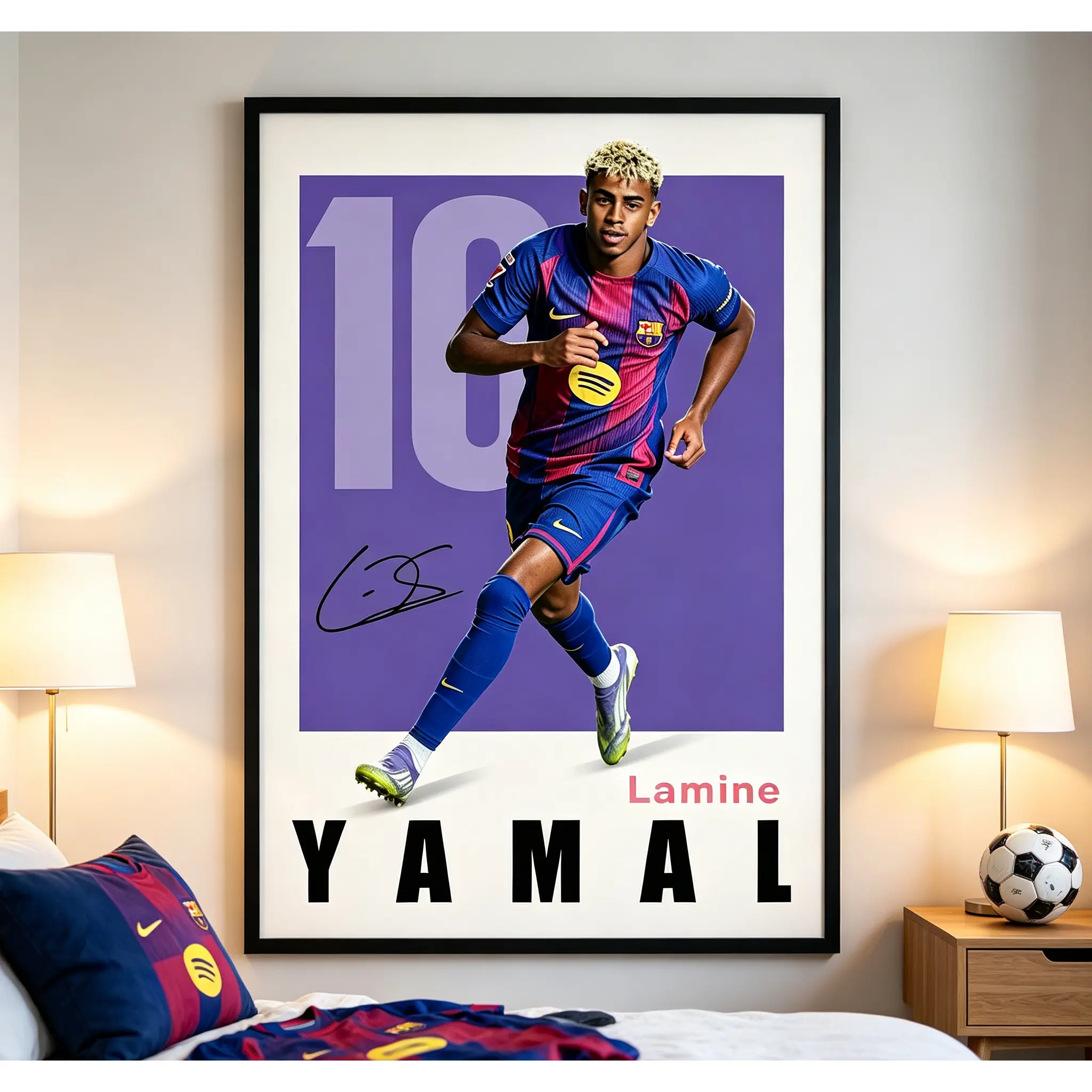 Lamine Yamal Poster, FC Barcelona Star Wall Art, Yamal Memorabilia Print For Teen Boys Bedroom, Sport Wall Decor, Perfect Football Fan Gift For Game Room & Living Room