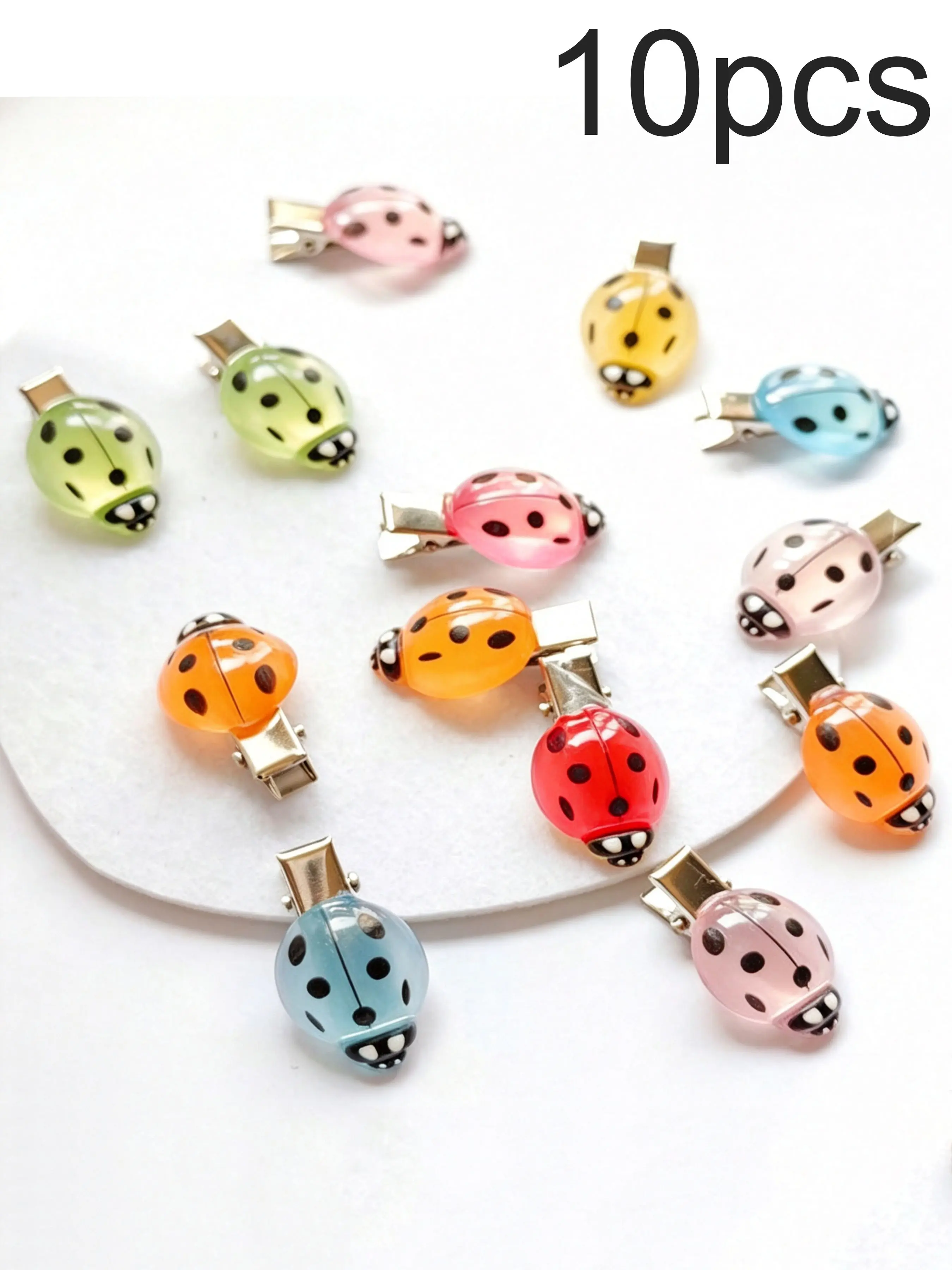 10pcs Colorful Ladybug Glow Hair Clips, Creative Headwear, Random Colors, Fun Accessories for Kids & Adults, Perfect Party Gift Idea