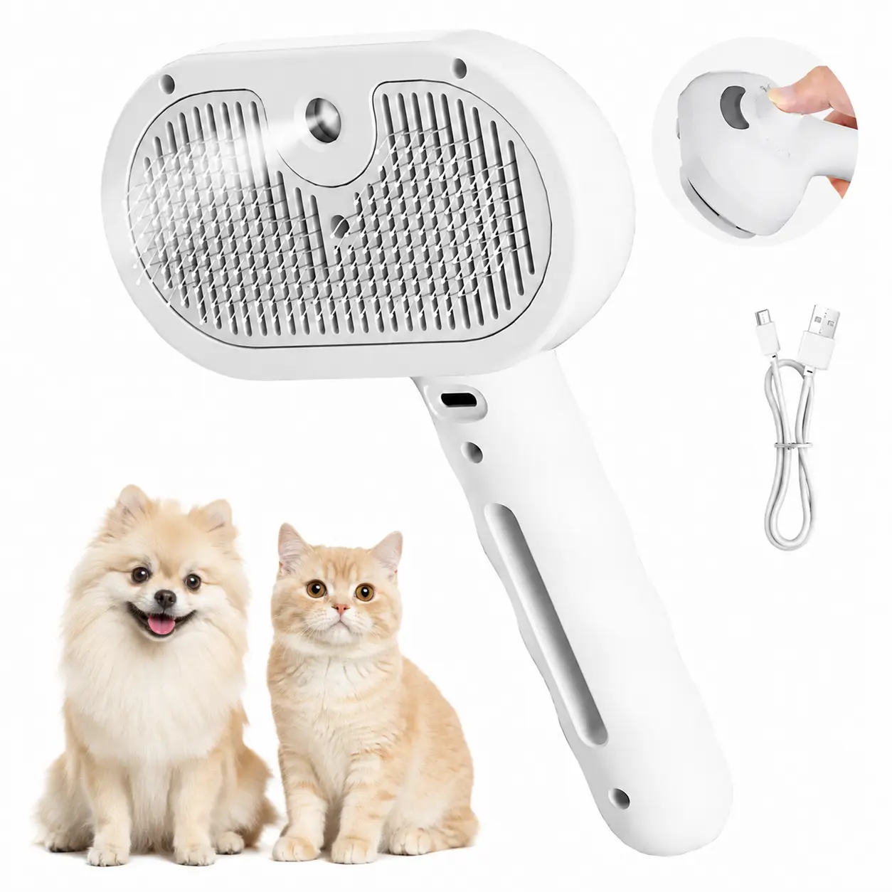 Steam Brush for Shedding, 3 In 1 Steam Cat Brush Self Cleaning Dog Brush for Long and Short Hair Dogs and Cats Pet Grooming Comb Remove Tangled Loose Hair