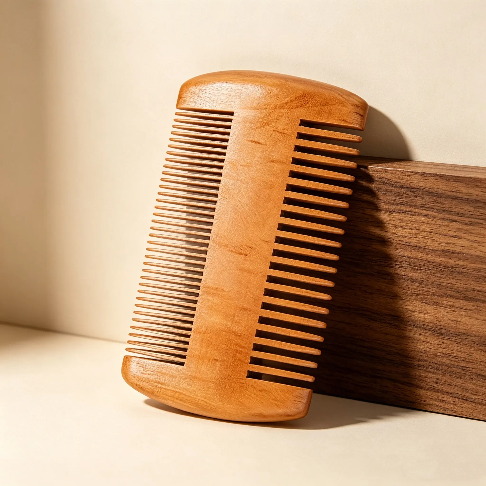 Men's Mustache Comb, Dual-Sided Peach Wood Natural Care Brush, Fine and Wide Teeth, Wide Tooth Comb, Daily Hair and Beard Grooming Tool, Hair Tools