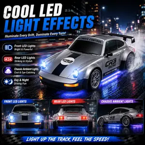 2.4g Remote Control Drift Car 1:24 Scale, Forward Backward Drifting, LED Lights, 3.7v Battery, USB Charger, Aa Batteries Needed