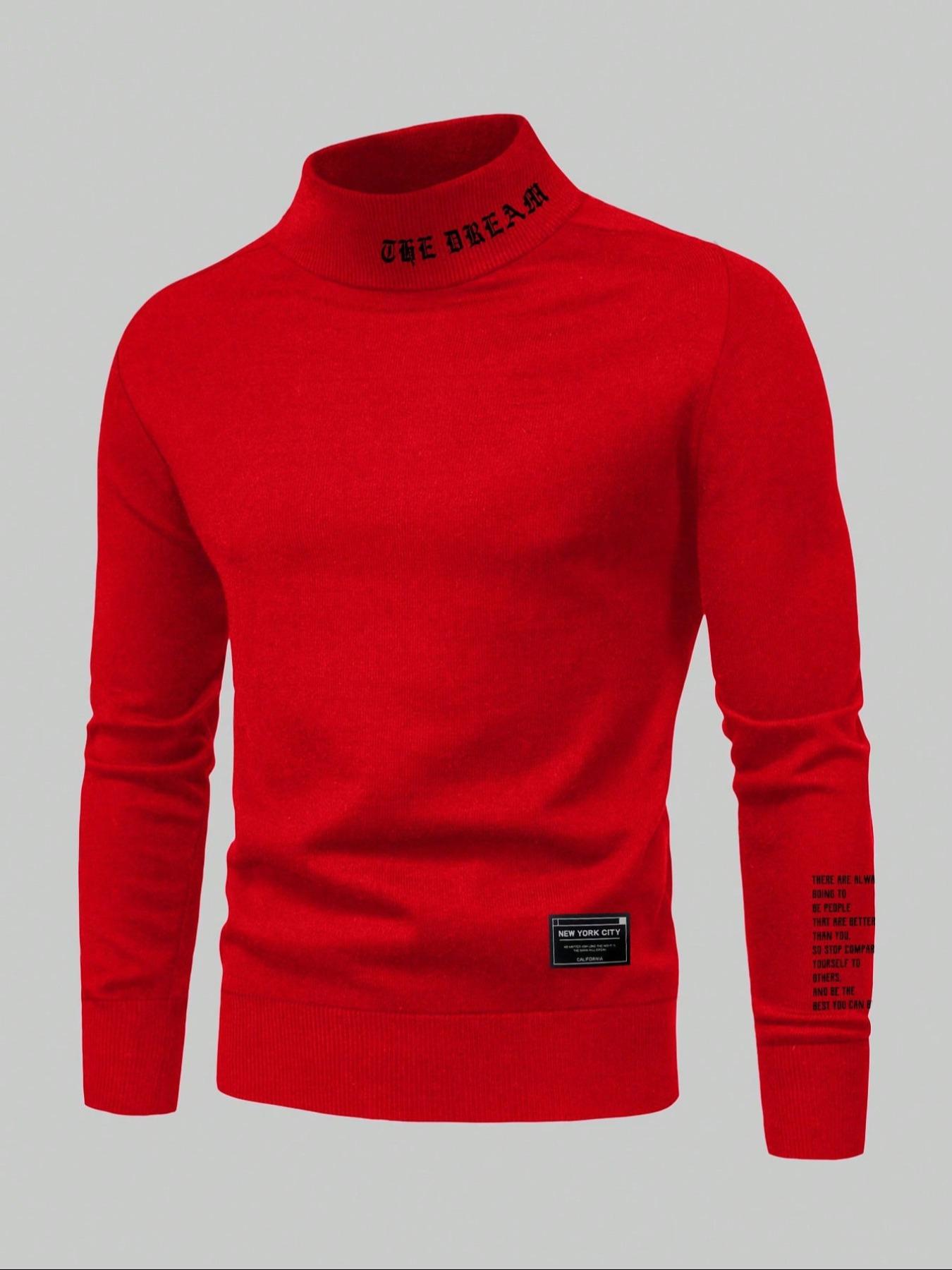 Men's fleece pullover high neck long sleeved sweatshirt,  round neck sweatshirt, basic casual Fitted long sleeved pullover sweatshirt, comfortable and warm round neck sweatshirt for autumn and winter, can be worn on the outside or on the inside