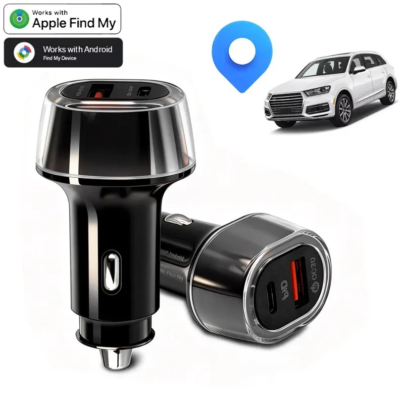 Car Tracker Charger, Vehicle Anti-Theft Locator for iOS & Android | Discreet 2-in-1 Design, Tracker in Charger, 12-V Port Adapater, Fast Charging, No Monthly Fee, Works with iPhone & Android