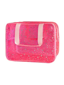 Double-size two-piece laser flashing star PVC cosmetic bag, easy to store cosmetics, toiletries waterproof material