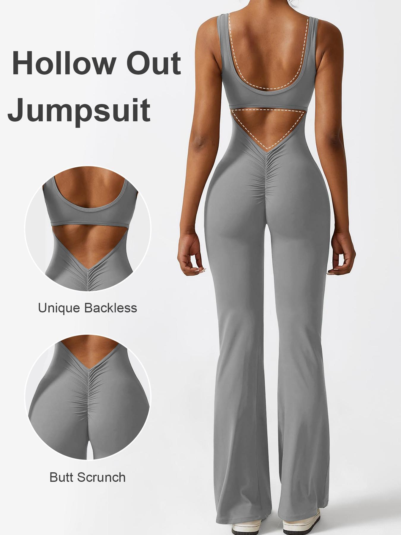 Women's Solid Ruched Cut Out Backless Shapewear Jumpsuit, Solid Color Jumpsuit, Casual Comfy Scoop Neck Sleeveless Tummy Control Shapewear Bodysuit for Daily Wear, Ladies Shapewear for All Seasons