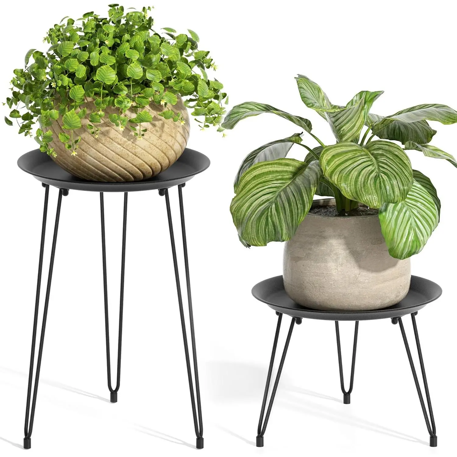 Plant Stand Indoor, Metal Plant Stand Round Plant Table Heavy Duty Plant Stool Flower Pots for Indoor Outdoor Home Decor, 2 Pack Short & Tall