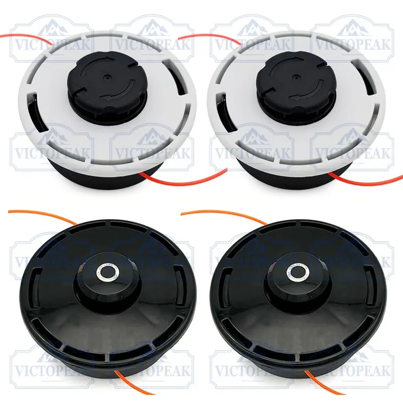 Victopeak 4 Pack String Trimmer Heads, 2Pcs Standard Xiaosong Style Trimmer Head + 2Pcs Premium Heavy Duty Xiaosong Bump Feed Weed Wacker Replacement Head, Universal Durable Grass Cutter Head for Lawn Yard Garden Weeding Power Tool Parts
