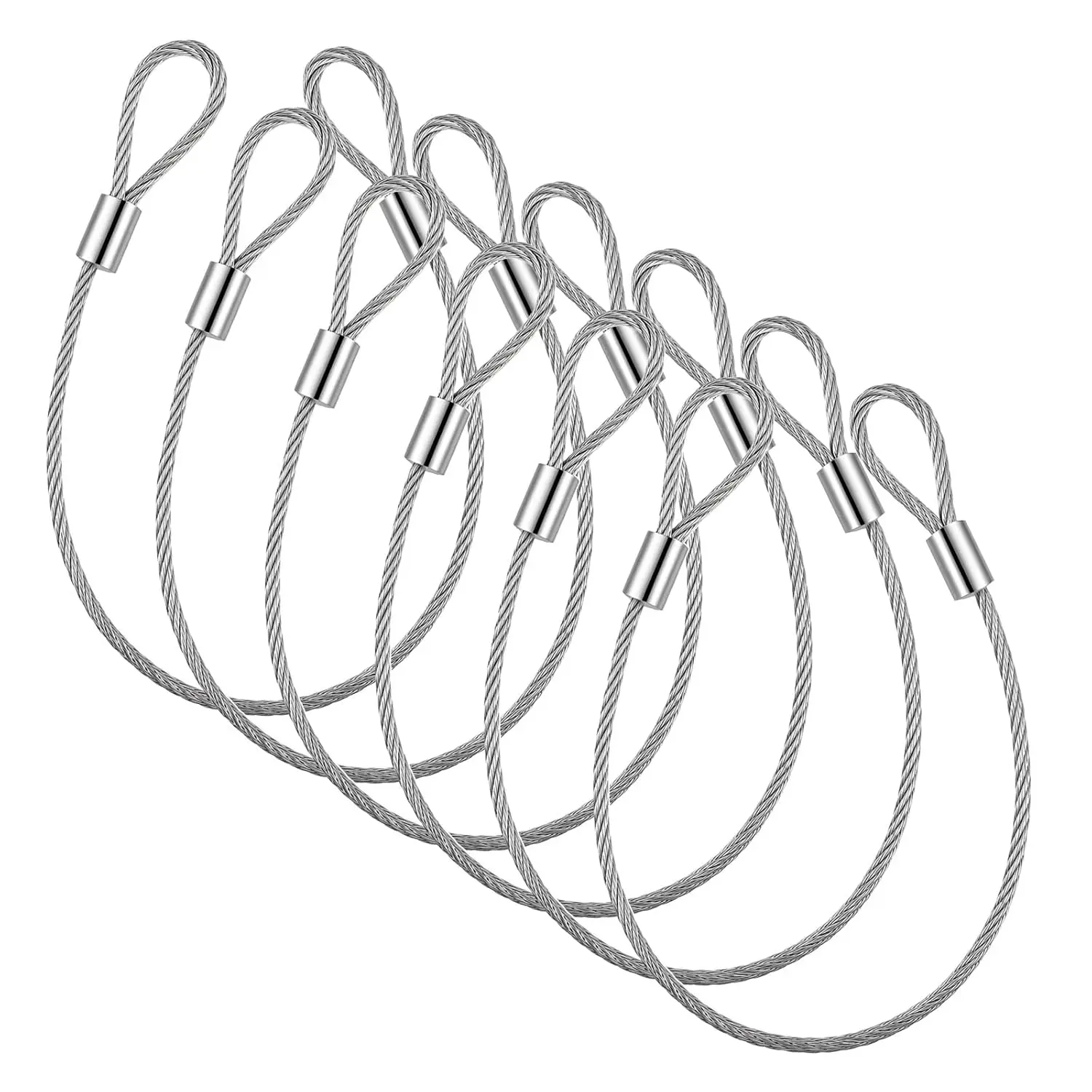 6 Pack 6 Inch Steel  with Loops Vinyl Coated Wire Rope   Luggage Lock Cables 2mm Thickness