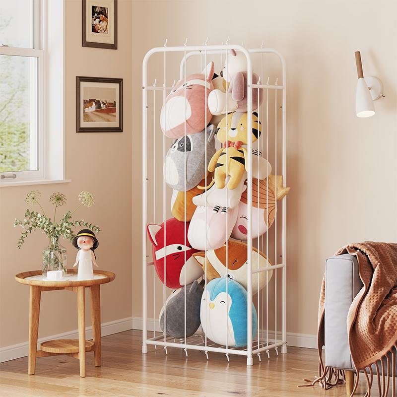Stuffed Animal Storage, Metal Tube Stuff Animal Organizer, 55.5” x 18.5” x 13” Stuffed Animal Cage With Brake Wheel and Fixed buckle, Sturdy Toy Organizer for Nursery, Kids Room, Playroom Deals For You Days