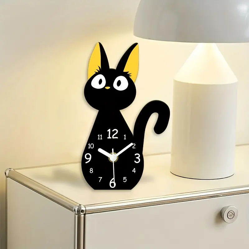 1pc, Creative Cartoon Cat Desktop Clock, Silent Wall Clock, No Ticking, Acrylic Material, Home Decoration, Decorative Clocks for Living Room, Bedroom, Office, And Kitchen. Halloween, Christmas, Housewarming Gifts, Birthday Presents