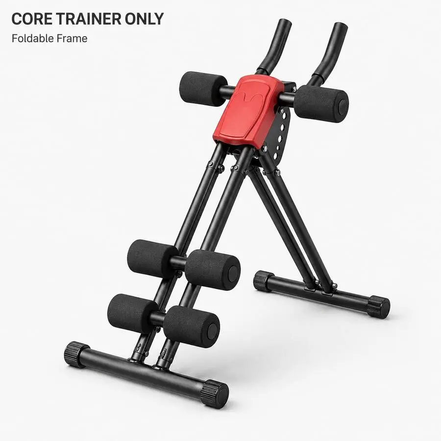 Foldable Core Trainer With 2 Resistance Bands, Adjustable Ab Workout Machine For Home Fitness, Waist, Glute, Leg & Arm Training