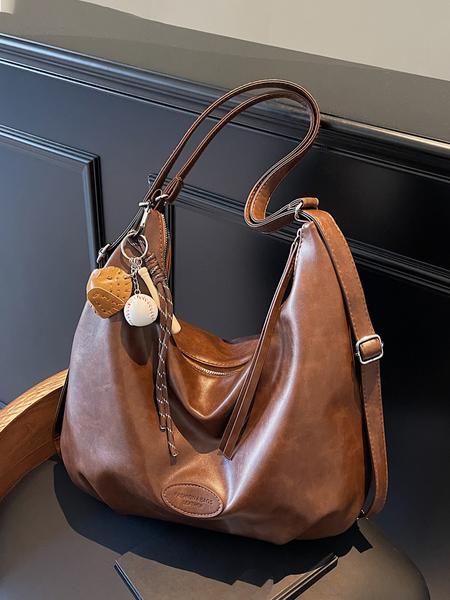 Casual retro high-quality college style backpack, niche fashion multifunctional tote bag, large capacity shoulder messenger bag with two carrying methods, suitable for students and office workers commuting, Casual Commuter Bag, Casual Messenger Bags