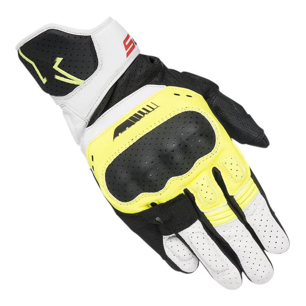 A Stars SP5 Summer Motorcycle Riding Gloves Premium Leather Touchscreen Racing Gloves Anti Slip Abrasion Resistant for Street Bike Enthusiasts