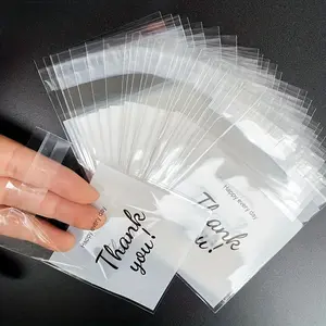 Economy Pack 50pcs/100pcs Small Treat Bags, "Thank You" Printed Gift Bags, Small Self-Sealing OPP Bags, Suitable For Storing Gifts, Biscuits And Cookies, Self-Adhesive Packaging Bags Eid Al-Adha Mubarak
