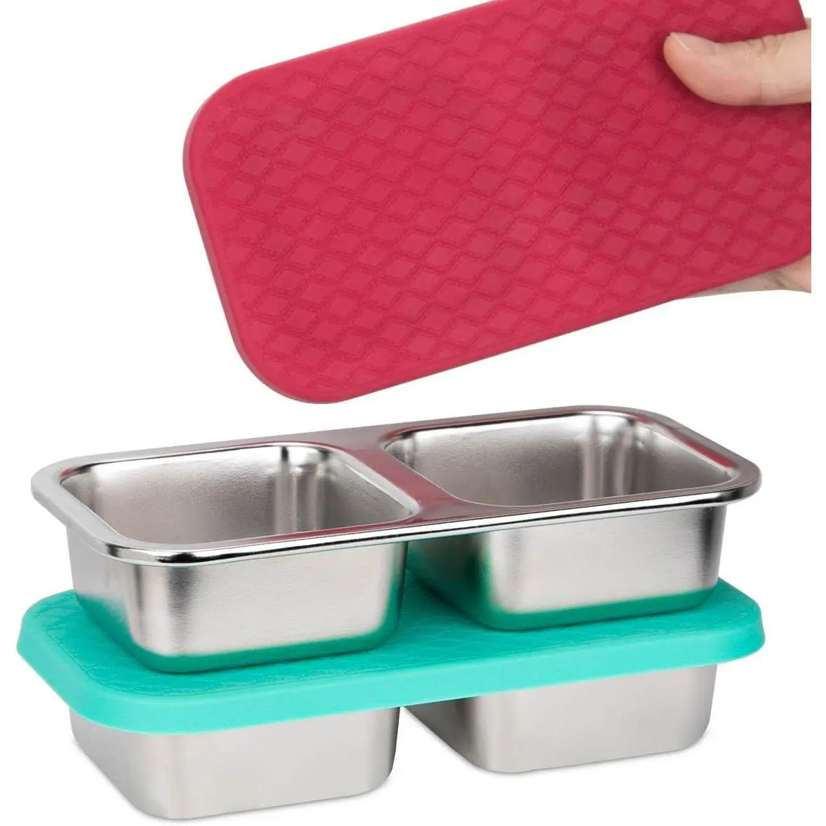 2-Compartment Stainless Steel Snack Containers,  Snack Containers with   for Meal Prep  Storage -the-Go Snacking(2 Pack)
