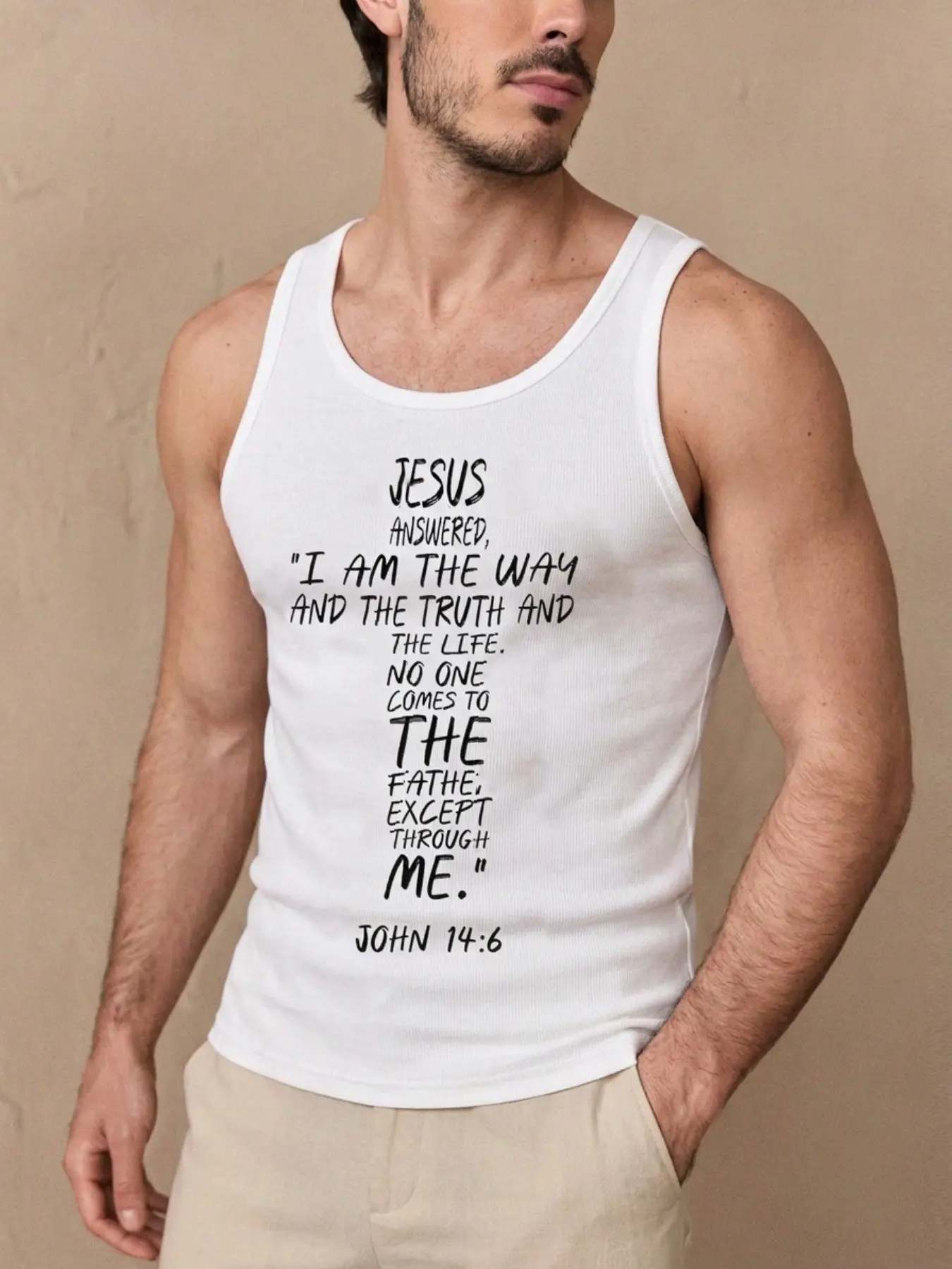 Ribbed Fitted Tank Top, Jesus I Am the Truth Christian Faith Aesthetic Cut Out, Sleeveless Knit Top for Z Generation, Church Clothing
