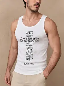 Ribbed Fitted Tank Top, Jesus I Am the Truth Christian Faith Aesthetic Cut Out, Sleeveless Knit Top for Z Generation, Church Clothing