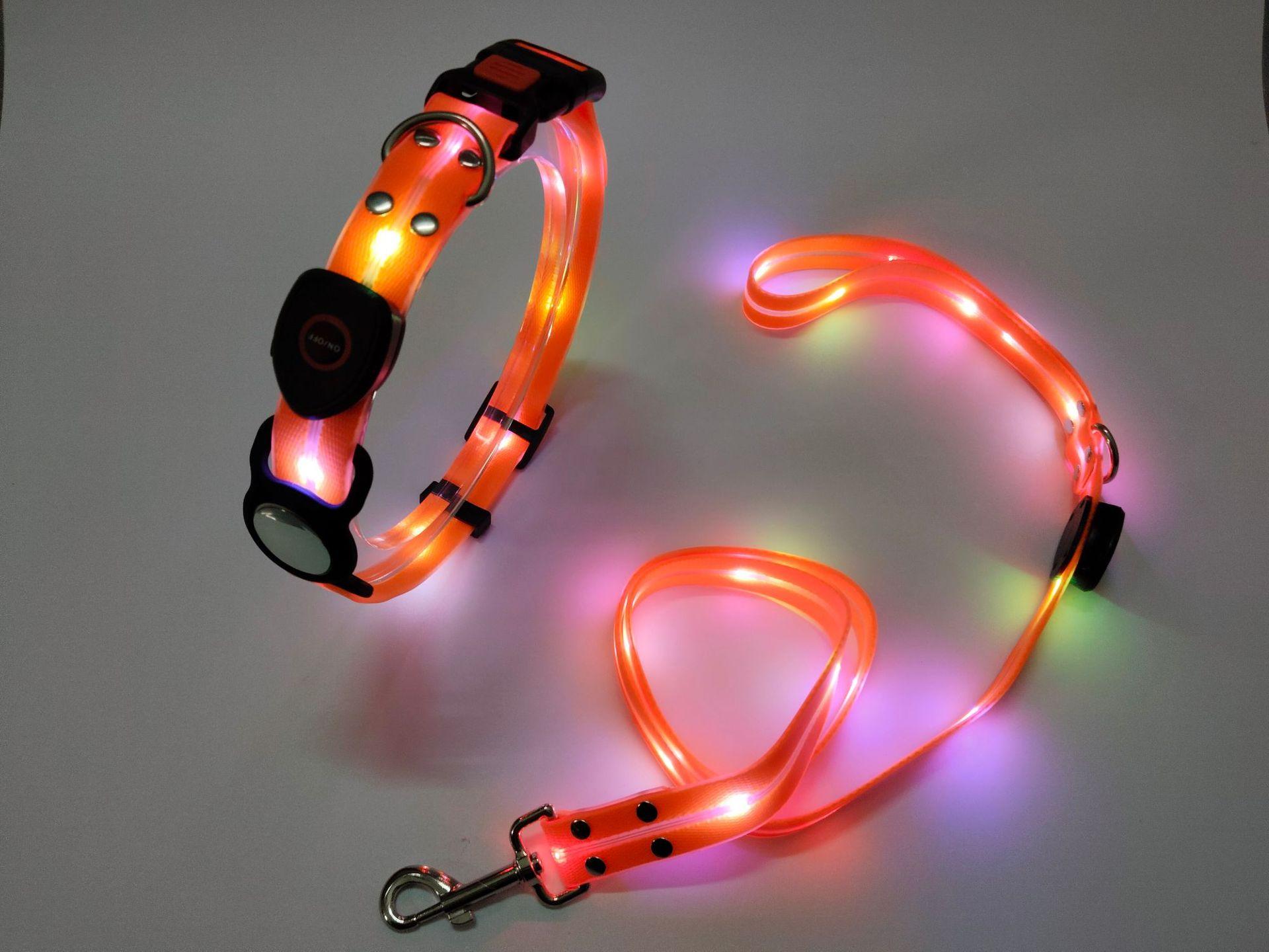 rechargeable luminous leather belt LED flashing collar with adjustable brightness, extremely cool. christmas  collar ball toy duney  leash Adjustable iyoshop  dog harness