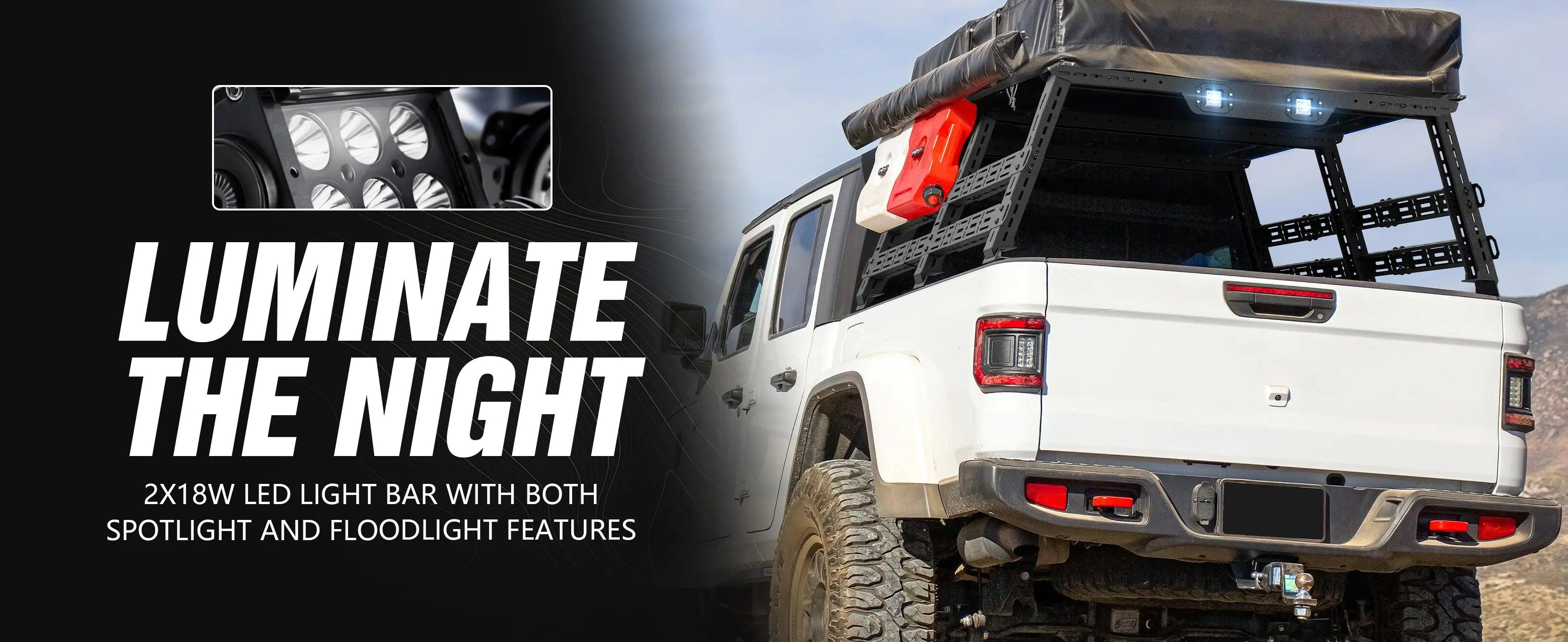 Adjustable 16.8-25" High Truck Bed Rack for Tent with 2 LED Lights | Yzona Adjustable 16.8-25" High Truck Bed Rack for Tent with 2 LED Lights | Yzona