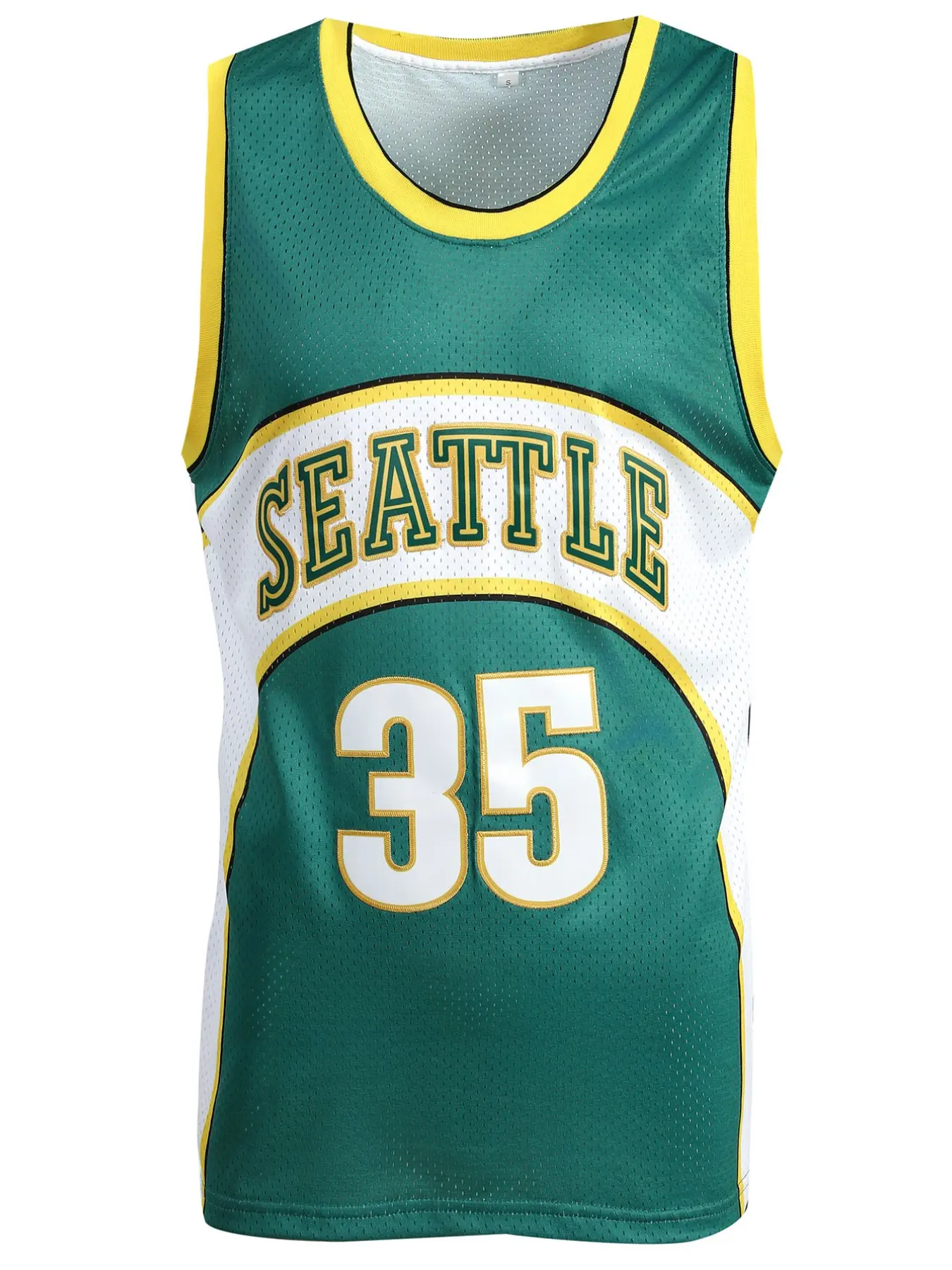 Men's 35 Green Basketball Jersey Embroidered Sports Wear, Casual Long Sleeve Fitted Top, H-Type Silhouette, Unlined Letter Pattern, Casual Sporty Top