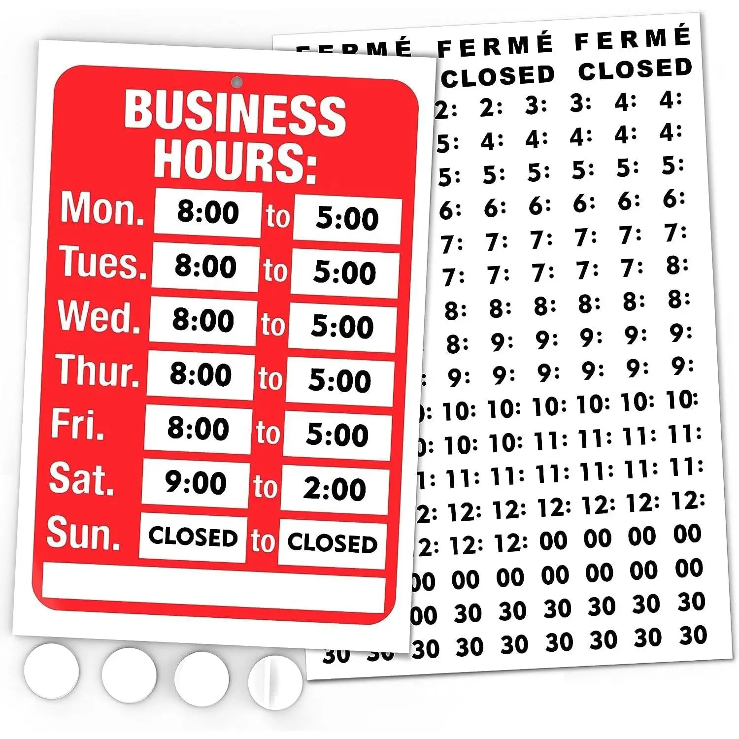 Business Hours Sign for Glass Door, 11.7 x 7.7 Inch, 1 Pack | Display Hours of , Custom Number Stickers, PVC Sign, Visible from afar, Glass Window Install, Storefront & Offices