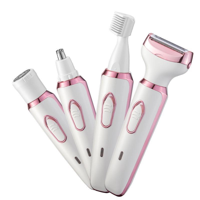 4 in 1 Electric Shaver, 1 Box USB Rechargeable Hair Removal Tool with Replacement Heads, Gentle Hair Removal Tool for Face, Eyebrow, Nose, Arm, Leg, Body, Rechargeable Shaver Machine, Shaving Machine, Personal Care Appliances