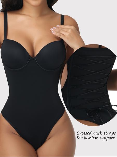 Elegant Women's Plain Color Adjustable Strap Bodysuit, Abdominal Control Shapewear, Comfortable Fit for Daily Wear Elegant Women's Plain Color Adjustable Strap Bodysuit, Abdominal Control Shapewear, Comfortable Fit for Daily Wear