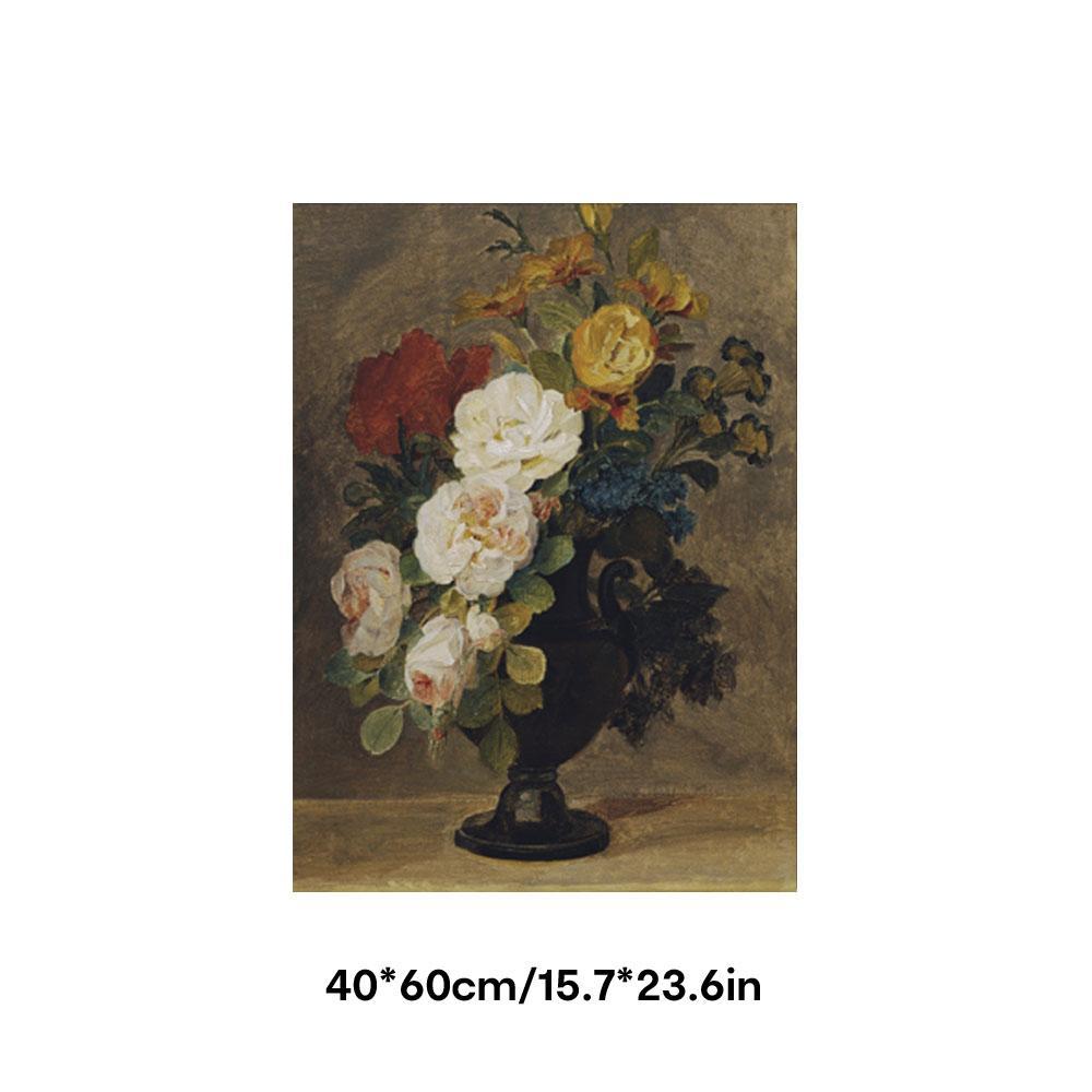 1 pc, wall art, Vintage poster, ANTIQUE VASE canvas painting, floral oil painting style art print in white red yellow, living room decor, bedroom decor aesthetic, dining room decor, housewarming gift, unframed